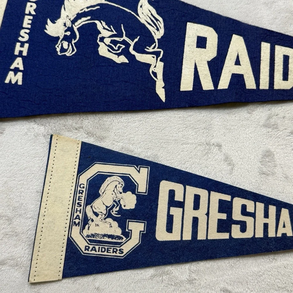 Vintage Gresham Raiders Felt Pennant Lot School Sports Banner Decor